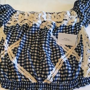 Free People Off Shoulder Gingham Top worn Once For Pic